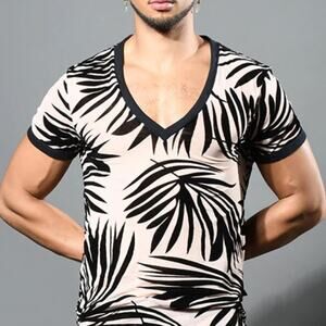 Andrew Christian Palmero Sheer V-Neck Tee Medium